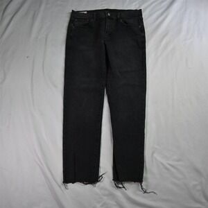 Gap 28 / 6 Girlfriend Mid Rise Raw Hem Washed Black Stetch Denim Womens Jeans‎